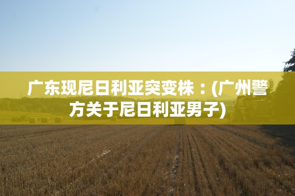 广东现尼日利亚突变株︰(广州警方关于尼日利亚男子)